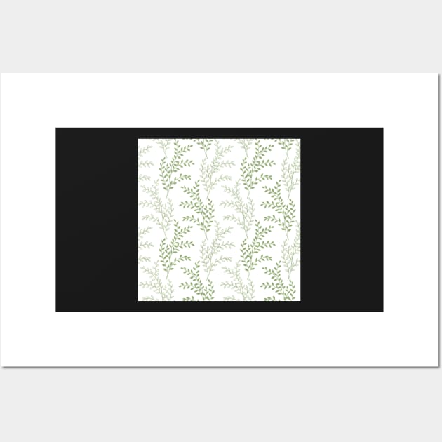 Spring leaves watercolor print seamless allover Wall Art by likapix